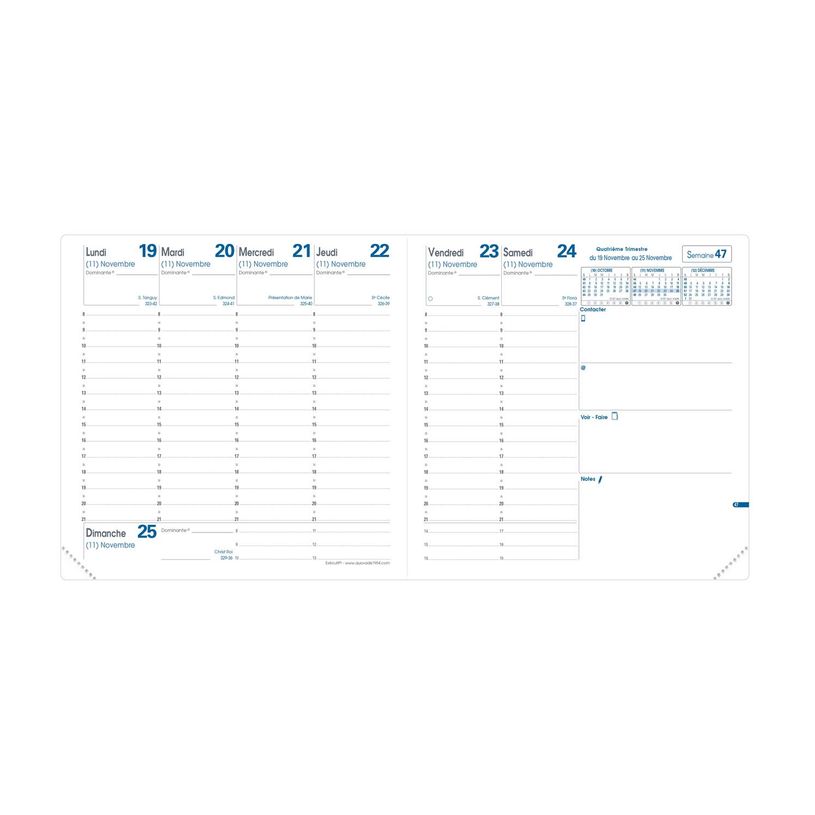 0400791430824-Agenda Impala Exécutif - 1 semaine sur 2 pages - 16 x 16 cm - bleu - Quo Vadis--1