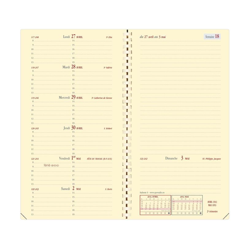 3371010174010-Agenda de poche spiralé Soho Italnote S - 1 semaine sur 2 pages - 8,8 x 17 cm - noir - Quo Vadis--1