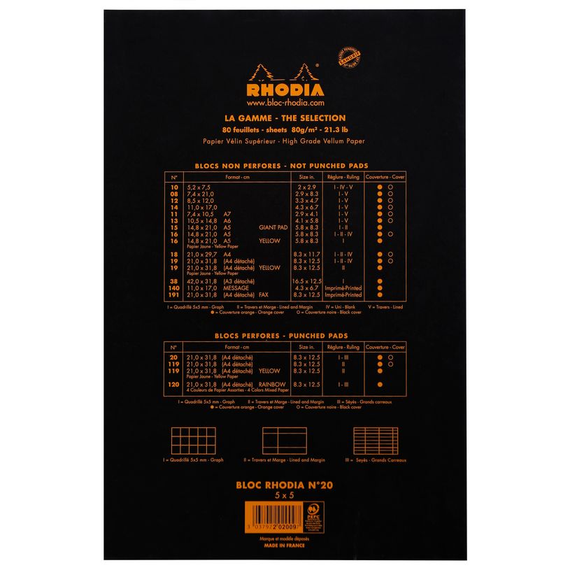 3037922020097-Rhodia - Bloc notes - A4 + - 160 pages - petits carreaux - noir-P_79350396_3-2