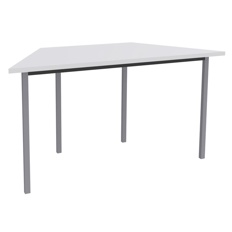 3253310129832-Table de réunion Trapèze - 120 x 60 cm - Pieds carrés aluminium - Blanc perle-P_79355304_1-0