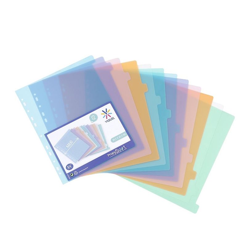 3135251541358-Viquel Propysoft - Intercalaire 12 positions - A4 Maxi - polypropylène coloré-P_79356139_1-0