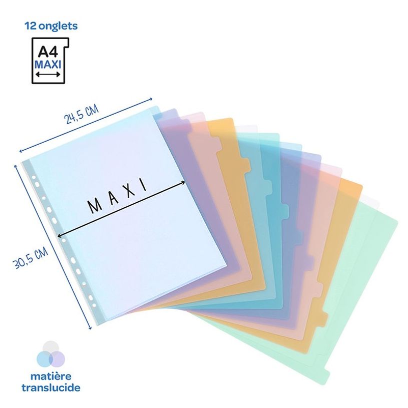 3135251541358-Viquel Propysoft - Intercalaire 12 positions - A4 Maxi - polypropylène coloré-P_79356139_3-2