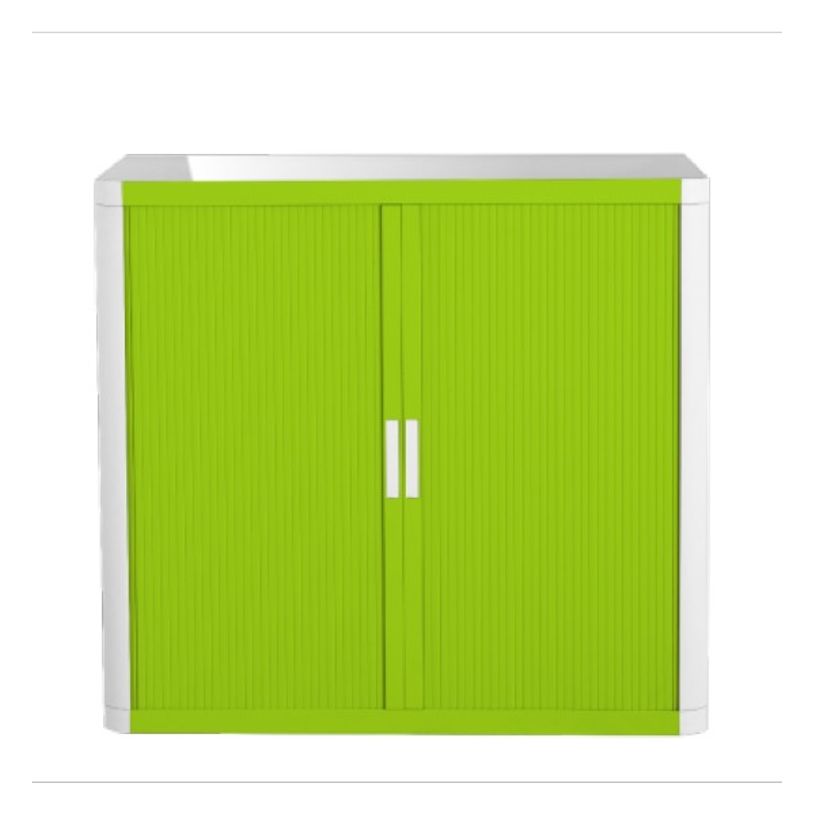 3660141929461-Armoire basse à rideaux EASY OFFICE - 110 x 104 x 41,5 cm - Corps et poignée blanc - Ride-P_79362560_1-0