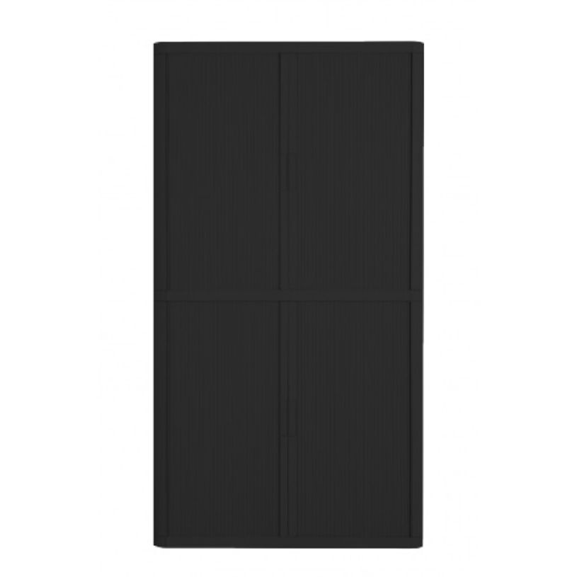 3660141931242-Armoire basse à rideaux EASY OFFICE - 110 x 204 x 41,5 cm - Corps, rideaux et poignée noi-P_79362575_1-0