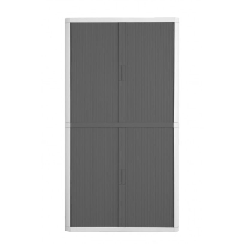 0000005045471-Armoire haute à rideaux EASY OFFICE - 110 x 204 x 41,5 cm - Corps blanc - Rideaux et poign-P_79362590_1-0