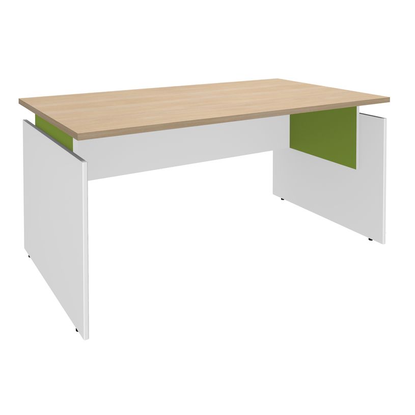 3253310147454-Bureau INEO JET UP Bureau Vallée - Réglable en hauteur - L160 x H74/78/82 x P80 cm - Pieds blanc - plateau imitation c-P_79395860_1-0