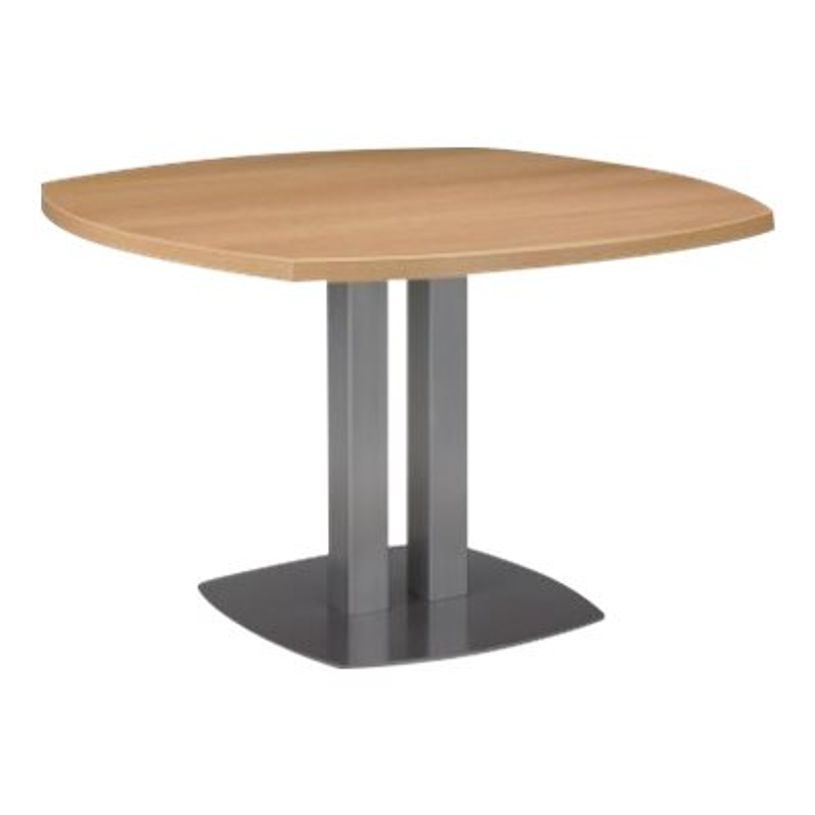 3483600219695-Table de réunion carrée SLIVER - L115 x H75 x P115 - 4 côtés courbes - Chêne fil et bl-P_79397492_1-0