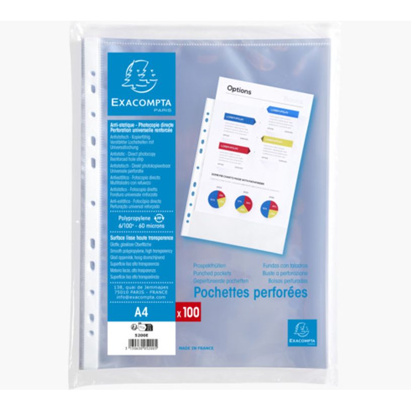 3130630052005-Exacompta - 100 Pochettes perforées - A4 - PP lisses - cristal 6/100E-P_79404335_1-0