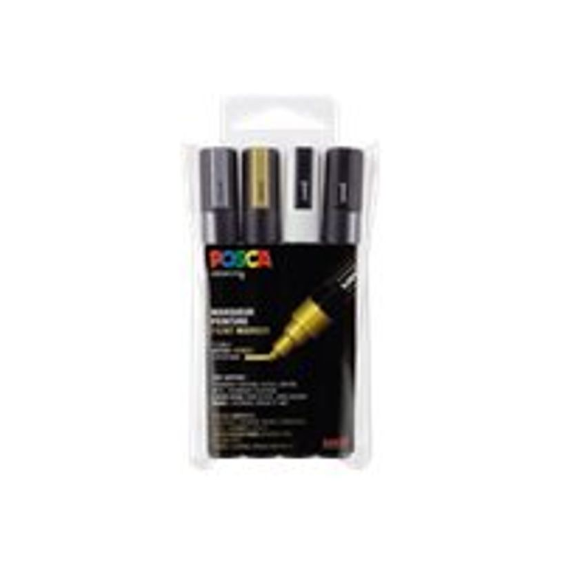 3296280033426-POSCA PC-5M - Pack de 4 marqueurs - noir, argent, blanc, or-P_79407590_9-0