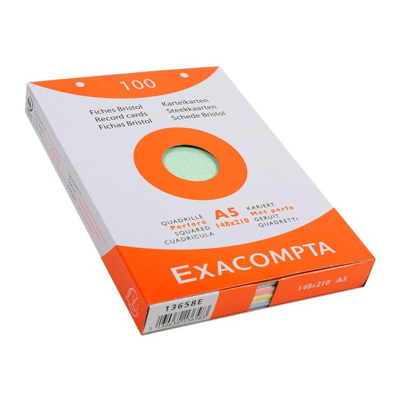 3130630136583-Exacompta - Pack de 100 Fiches bristol - A5 - petits carreaux - couleurs assorties-P_79407635_1-0
