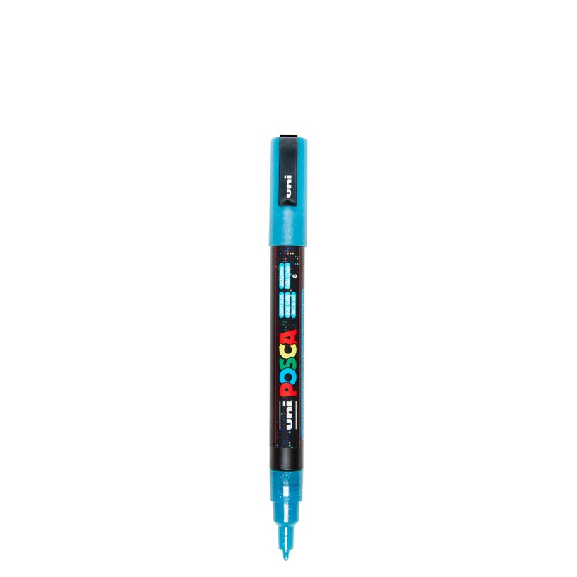 4902778197974-Posca - Marqueur paillette pointe fine - bleu clair--0