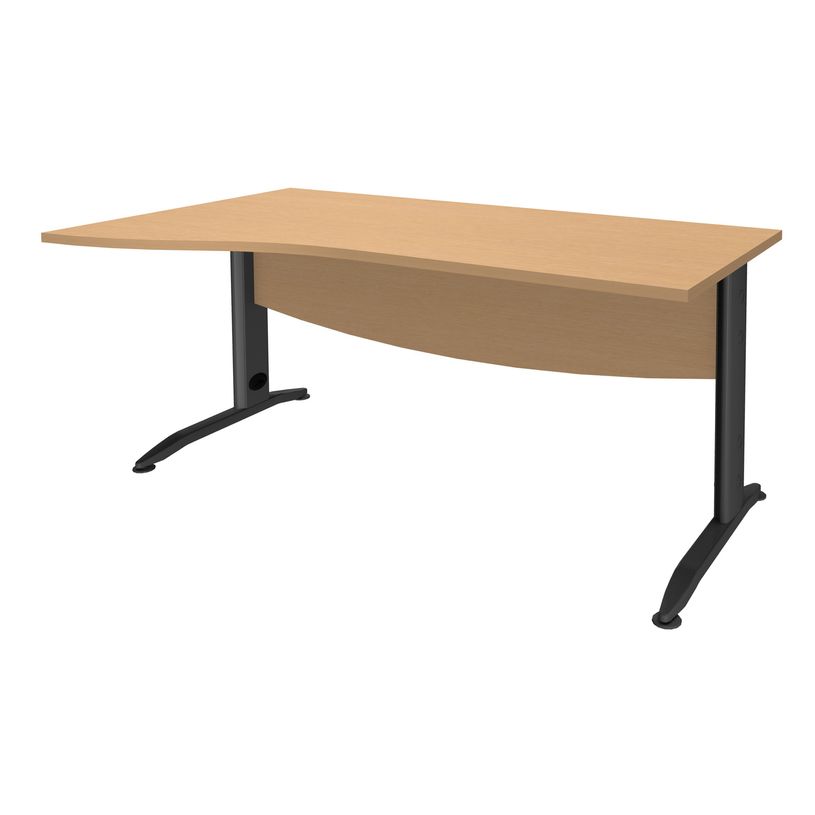 3253310149861-Bureau droit IDRA - Vague à gauche - L160 cm - Pieds anthracite - Plateau imitation Hêtre-P_79408615_1-0