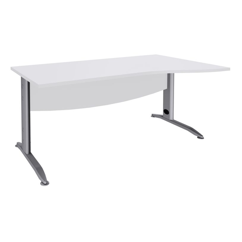 3253310150478-Bureau droit IDRA - Vague à droite - L140 cm - Pieds alu - plateau Blanc-P_79408676_1-0