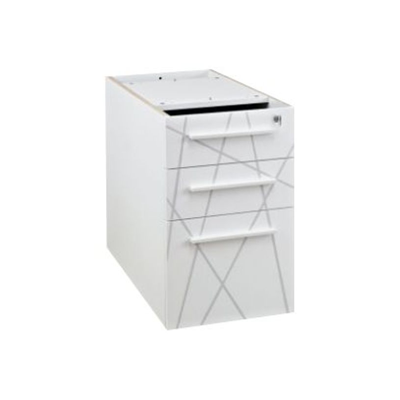 3483600495266-Caisson bout de bureau SUNDAY blanc + top L42 cm imitation noyer - P 60 cm - 3 tiroirs-P_79408856_1-0