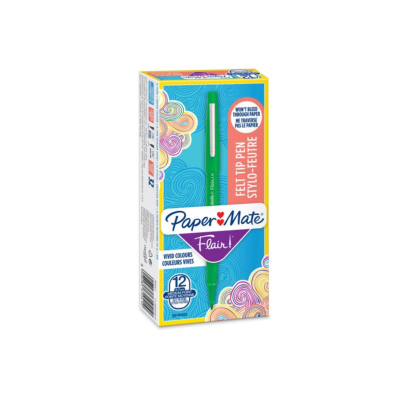 8008285310410-Paper Mate Flair Original - Pack de 12 feutres fins - pointe moyenne - vert-P_79409937_1-0