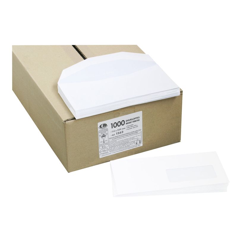 3240180015624-La Couronne - 1000 Enveloppes C5/6 114 x 229 mm - 80 gr - fenêtre 45x100 mm - blanc-P_79410232_1-0