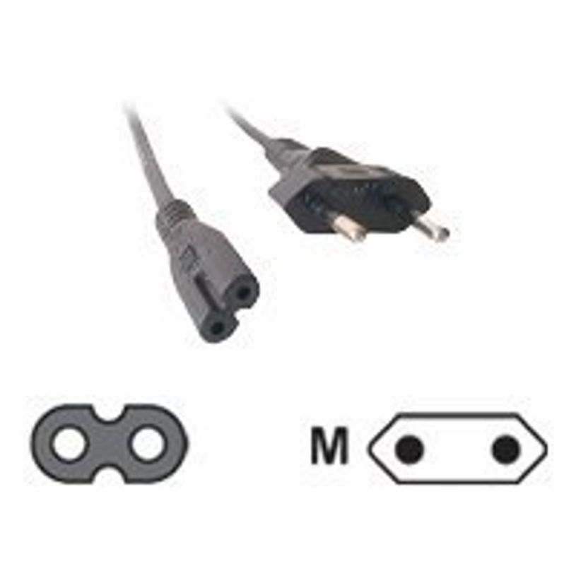 3700224714178-MCL Samar - câble d'alimentation 2 pôles (M) vers fiche bipolaire C7 (F) - 2 m-P_79414721_1-0