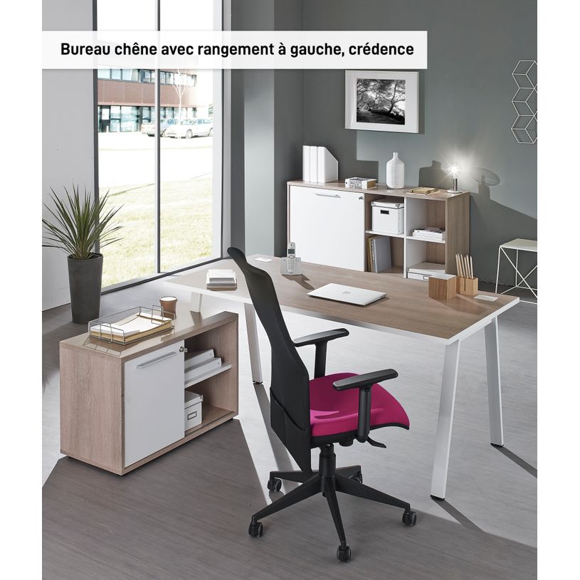 3483600783011-Bureau manager ARPE avec bloc de rangement droit - 160 cm - Chêne-P_79419662_2-1