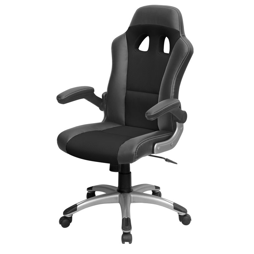 3700339879946-Fauteuil gamer RACER - accoudoirs rabattables - noir-P_79419892_2-1