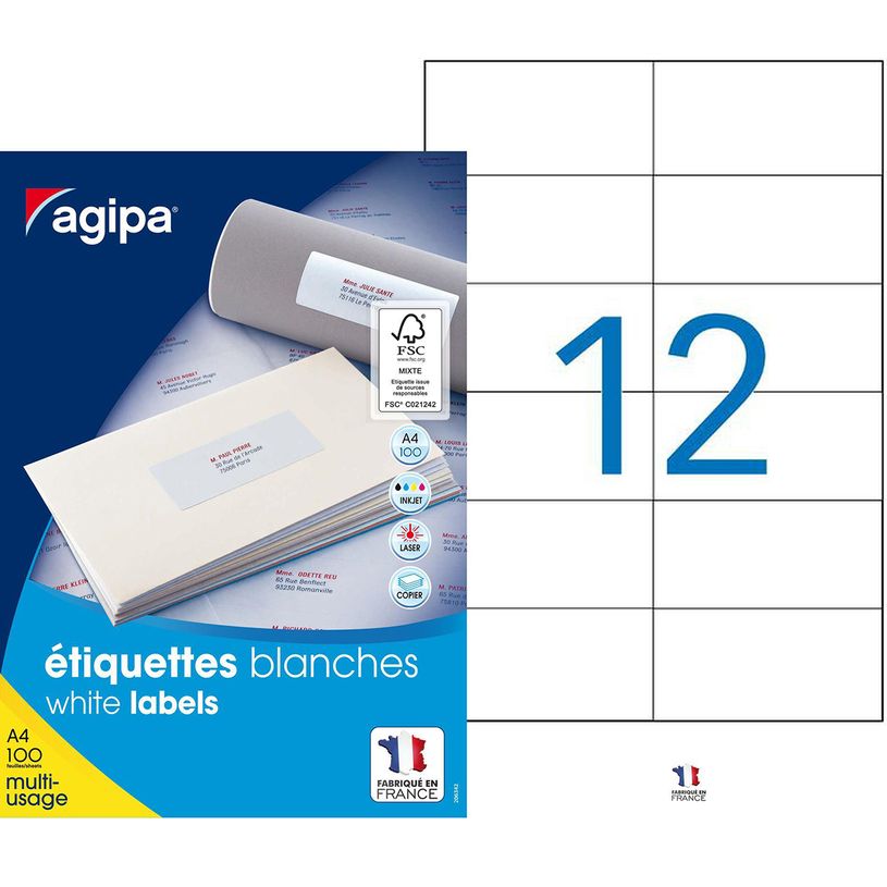 3270241010329-Apli Agipa - 1200 Étiquettes adhésives blanches multi-usages - 105 x 49,39 mm - coins dro-P_79419948_2-0