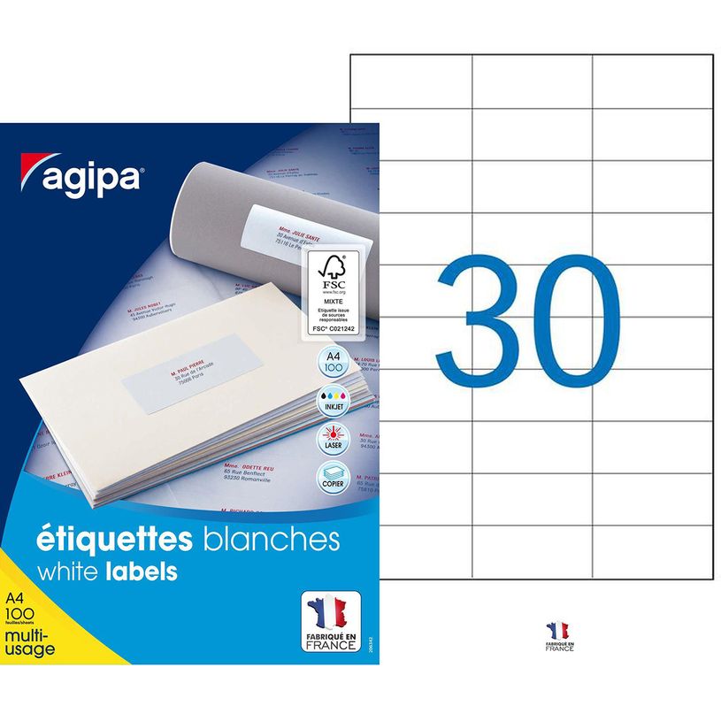 3270241189940-Apli Agipa - 3000 Étiquettes adhésives blanches multi-usages - 70 x 29,7 mm - coins droit-P_79419965_1-0