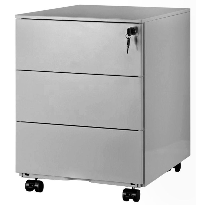 3700339880812-Caisson mobile métallique monobloc - H50 x L42 x P56,5 cm - 3 tiroirs - silver-P_79420825_1-0