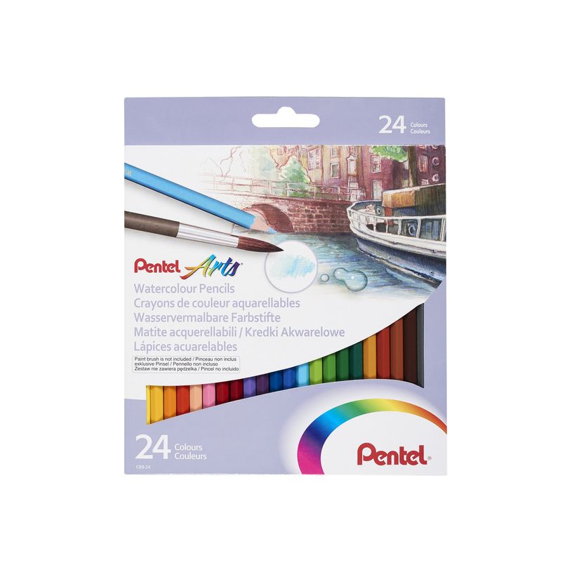 0884851024244-Pentel Arts -  Boite de 24 crayons de couleurs aquarellables CB9-24U-P_79421536_1-0