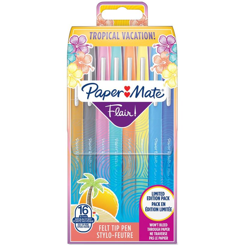 3501179510309-Paper Mate Flair Tropical Vacation - Pack de 16 feutres fins - pointe moyenne - couleurs as-P_79421886_1-0