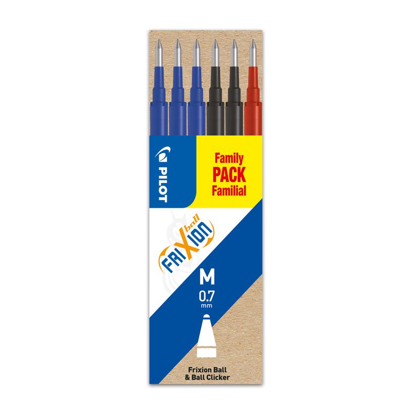4902505525636-Pilot Frixion Ball - 6 Recharges pour rollers effaçables - 0,7 mm - noir/rouge/bleu-P_79422460_2-0