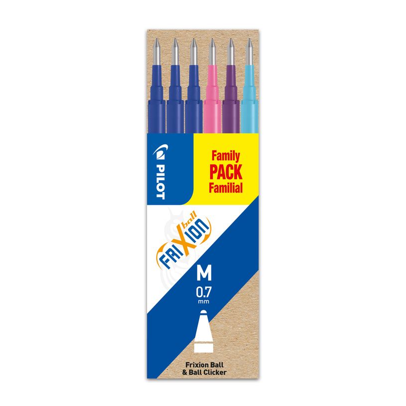 4902505525650-Pilot Frixion Ball - 6 Recharges pour rollers effaçables - 0,7 mm - bleu/rose/violet/turqu-P_79422462_1-0