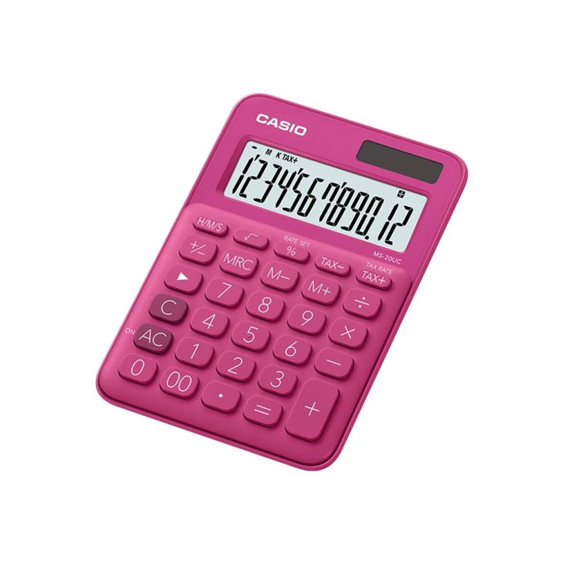 4549526700019-Calculatrice de bureau Casio MS-20UC - 12 chiffres - alimentation batterie et solaire - rou-P_79429479_1-0