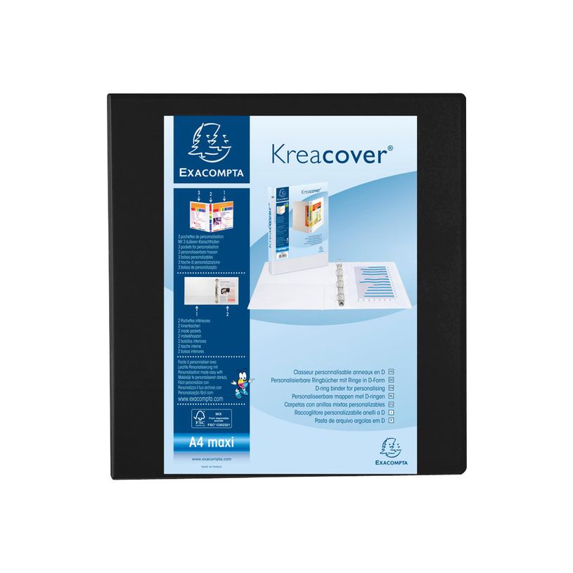 3130635184503-Exacompta Kreacover - Classeur à anneaux personnalisable - Dos 86 mm - A4 Maxi - noir - 3 -P_79430114_1-0