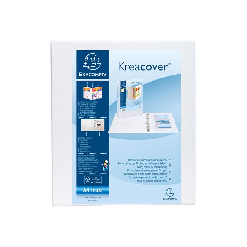 3130639518441-Exacompta Kreacover - Classeur à anneaux personnalisable - Dos 70 mm - A4 Maxi - blanc - 3-P_79430131_1-0