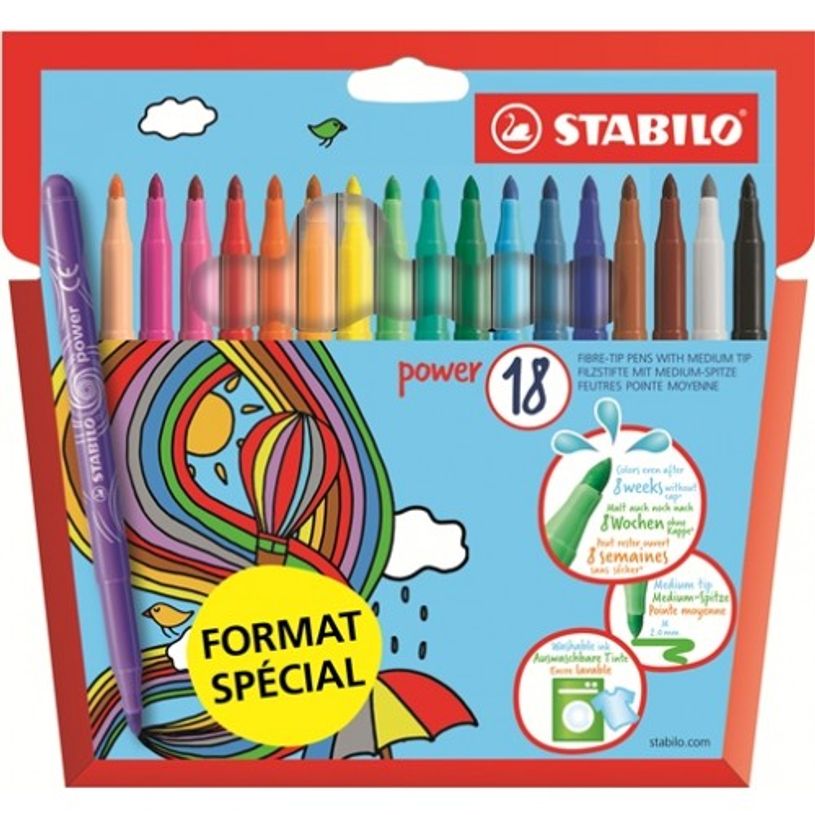 4006381520195-STABILO power - 18 Feutres format spécial - pointe moyenne-P_79430978_1-0