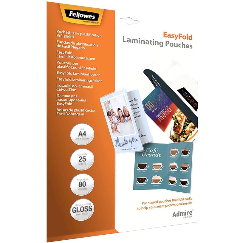 0043859730858-Fellowes - 25 pochettes de plastification A4 (216 x 303 mm) - 80 microns - brillantes pré--P_79431746_3-0