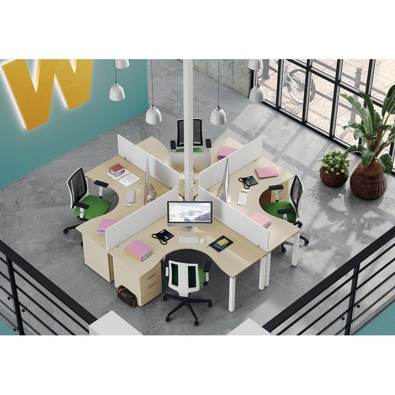 3253310164062-Bureau compact EXPRIM - L160 cm - Retour droite - Plateau imitation Hêtre - Pieds carbone (Pieds de renfort obligato-P_79432287_3-1