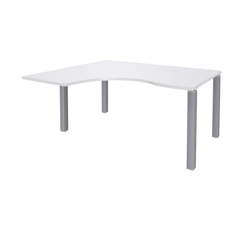 3253310164246-Bureau compact EXPRIM - L160 cm - Retour gauche - Plateau Blanc perle - Pieds alu (Pieds de renfort obligato-P_79432305_1-0