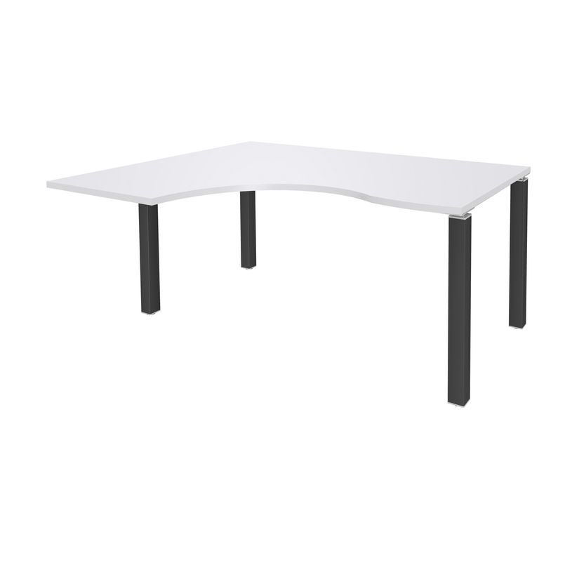 3253310164253-Bureau compact EXPRIM - L160 cm - Retour gauche - Plateau Blanc perle - Pieds carbone (Pieds de renfort obligato-P_79432306_1-0