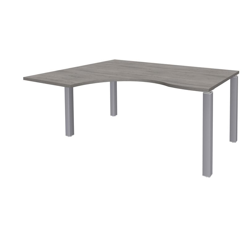 3253310164307-Bureau compact EXPRIM - L160 cm - Retour gauche - Plateau imitation Chêne gris - Pieds alu (Pieds de renfort obligato-P_79432311_1-0