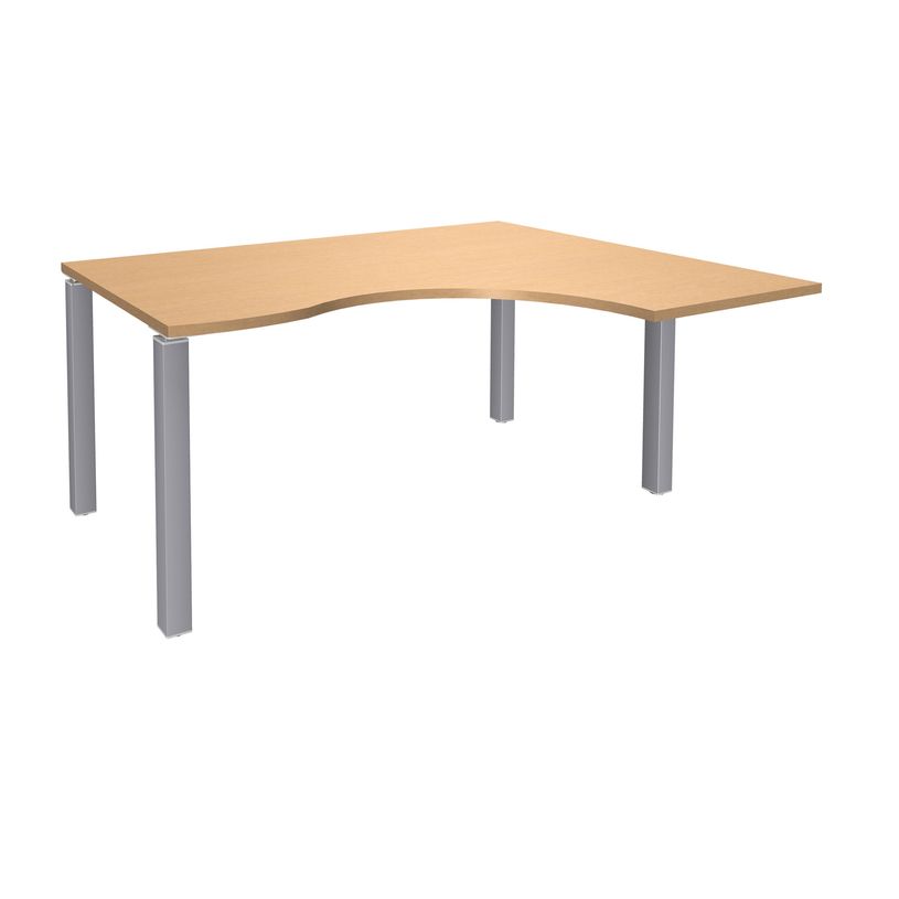 3253310164338-Bureau compact EXPRIM - L180 cm - Retour droite - Plateau imitation Hêtre - Pieds alu (Pieds de renfort obligato-P_79432314_1-0