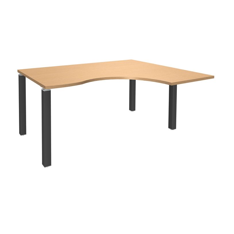 3253310164345-Bureau compact EXPRIM - L180 cm - Retour droite - Plateau imitation Hêtre - Pieds carbonne (Pieds de renfort obligato-P_79432315_1-0