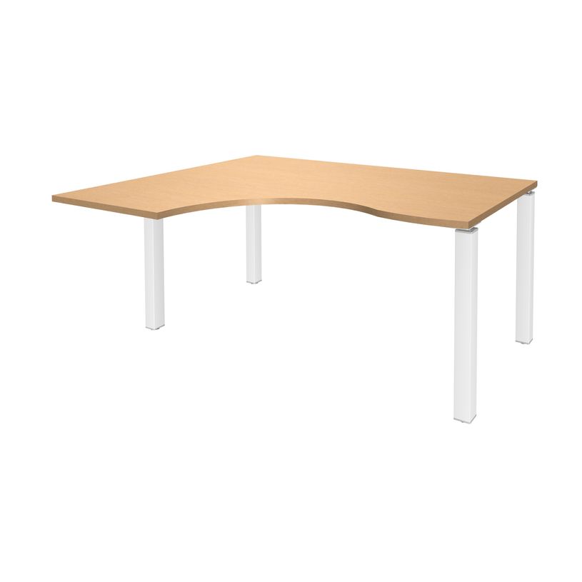 3253310164475-Bureau compact EXPRIM - L180 cm - Retour gauche - Plateau imitation Hêtre - Pieds blanc (Pieds de renfort obligato-P_79432328_1-0