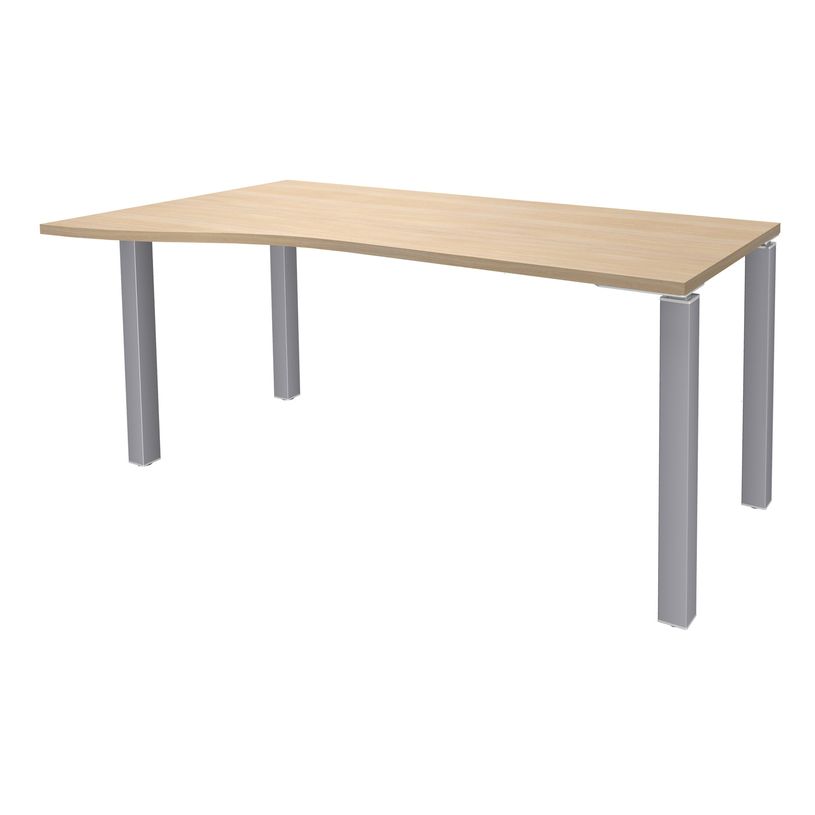 3253310164871-Bureau Vague EXPRIM - L140 cm - Retour gauche - Plateau imitation Chêne clair - Pieds alu-P_79432368_1-0