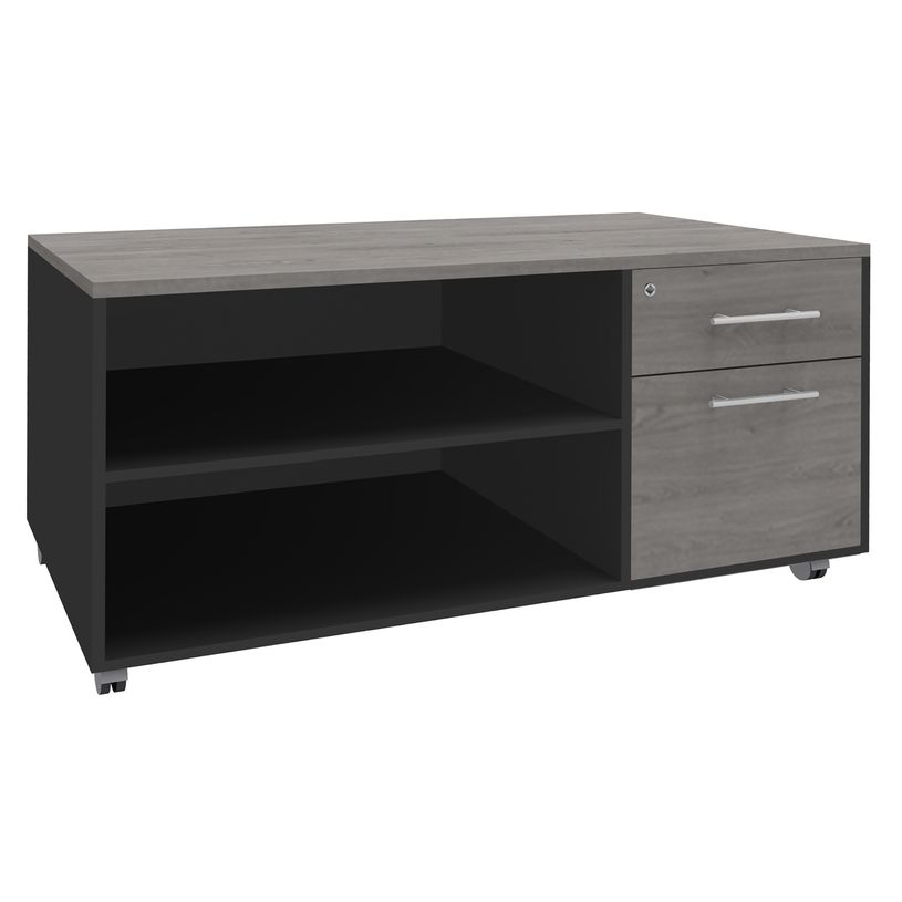 3253310165564-Console mobile EXPRIM/LOFTER/LEVEL - L120 x H63 x P60 cm - 2 tiroirs dont 1 DS - coté anthracite - finition façade et-P_79432437_1-0