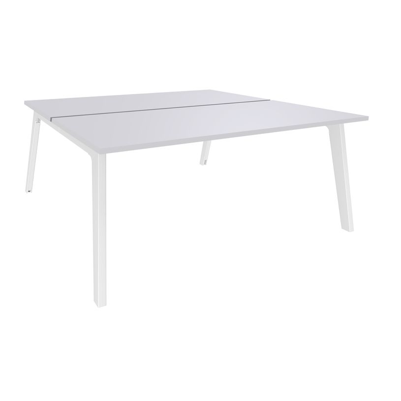 3253310162716-Bureau double STEELY - L140 cm - Double face Depart - Pieds blanc - plateau Blanc Perle-P_79432552_1-0