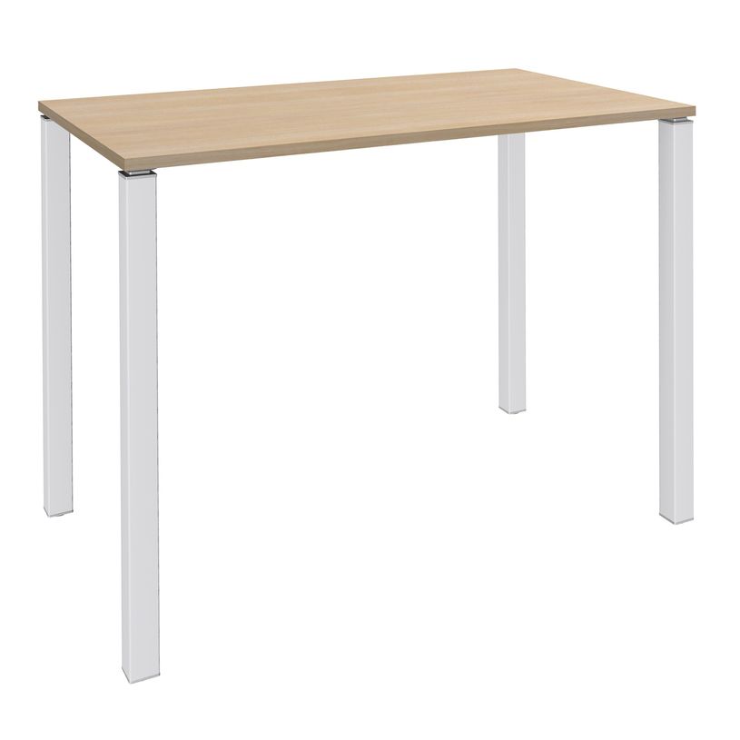 3253310158443-Table Lounge - L120xH105xP60 cm - 4 Pieds blancs - plateau imitation chêne clair-P_79432733_1-0