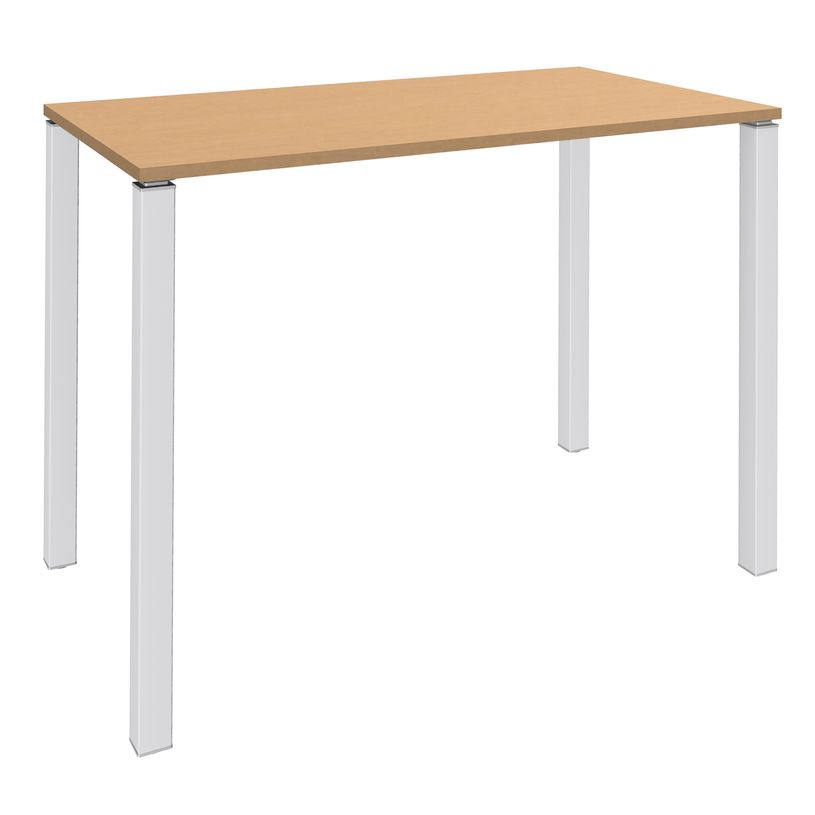 3253310165977-Table Lounge - L140xH105xP60 cm - 4 Pieds blancs - plateau imitation hêtre-P_79432791_1-0