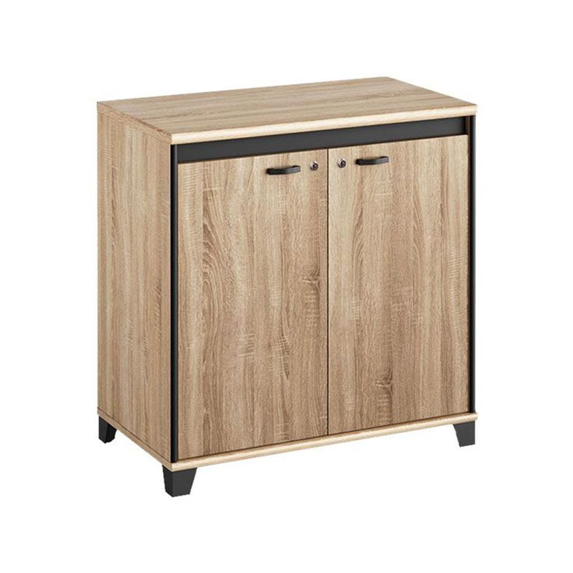 3483600874337-Rangement bas MAMBO - L80 x H82 x P46 - 2 portes - Chêne Sonoma/noir-P_79433387_1-0