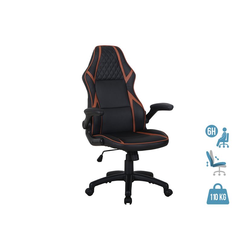 3700339883356-Fauteuil gamer RACER SPEED - accoudoirs rabattables - noir et camel-P_79433903_1-0