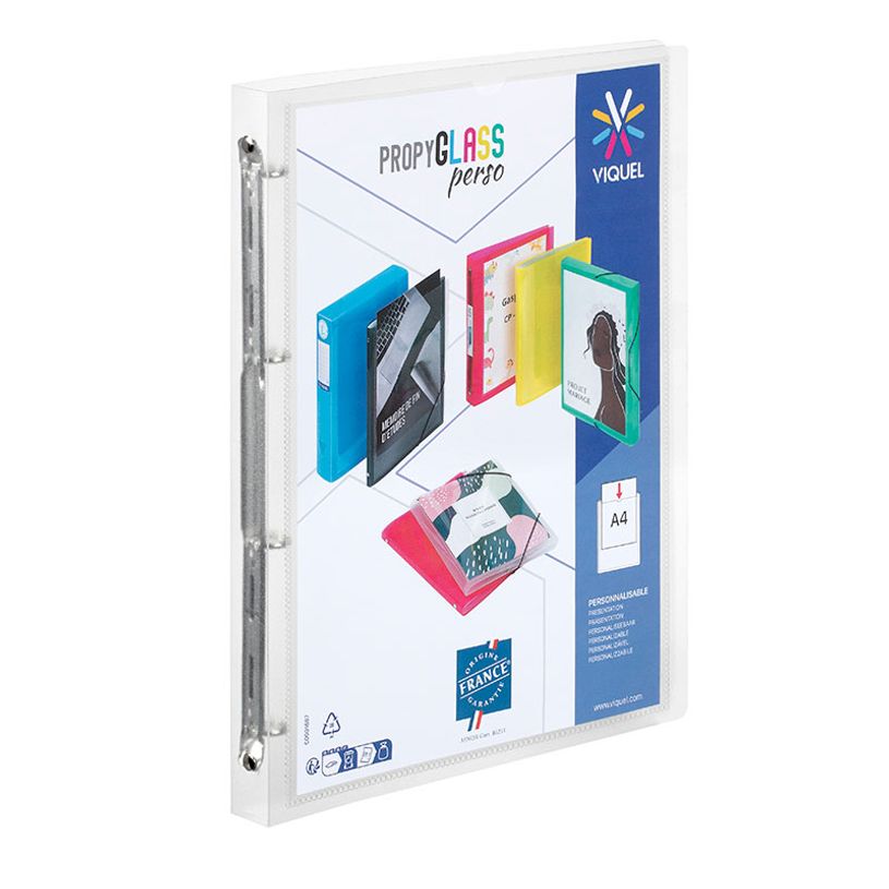 3135250956832-Viquel Propyglass - Classeur à anneaux personnalisable - Dos 25 mm - A4 - transparent--0